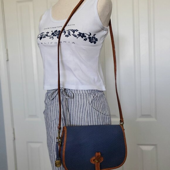 RARE Vintage Dooney and Bourke Saddle Bag 80's Pre-Tag Cadet Blue - Picture 15 of 17